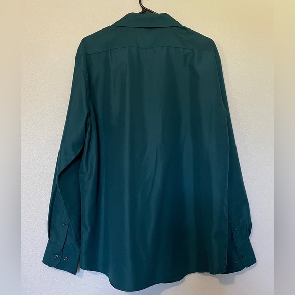 Calabrum | Men’s Regular Fit Dress Shirt Dark Teal Green Long Sleeve - Picture 7 of 8